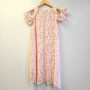 Do & Be Lace Dress Size Medium Pink Cold Shoulder Delicate Women's 